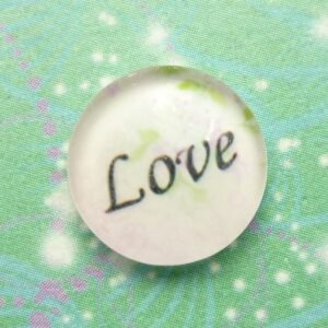 Handmade Glass Cabochon 12mm - Love - Charm for Memory Lockets