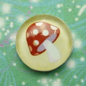 Handmade Glass Cabochon 12mm - Mushroom - Charm for Memory Lockets