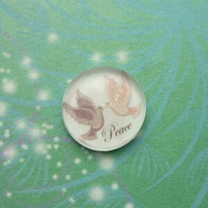 Handmade Glass Cabochon 12mm - Peace Doves - Charm for Memory Lockets