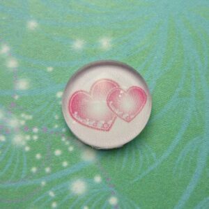 Handmade Glass Cabochon 12mm -  Pink Hearts - Charm for Memory Lockets