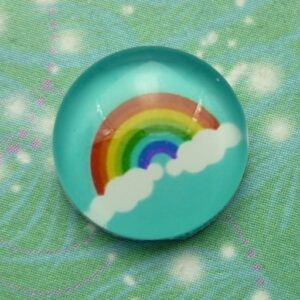 Handmade Glass Cabochon 12mm - Rainbow - Charm for Memory Lockets