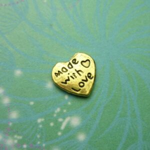 Heart - Gold - Made with Love - Charm for Memory Lockets