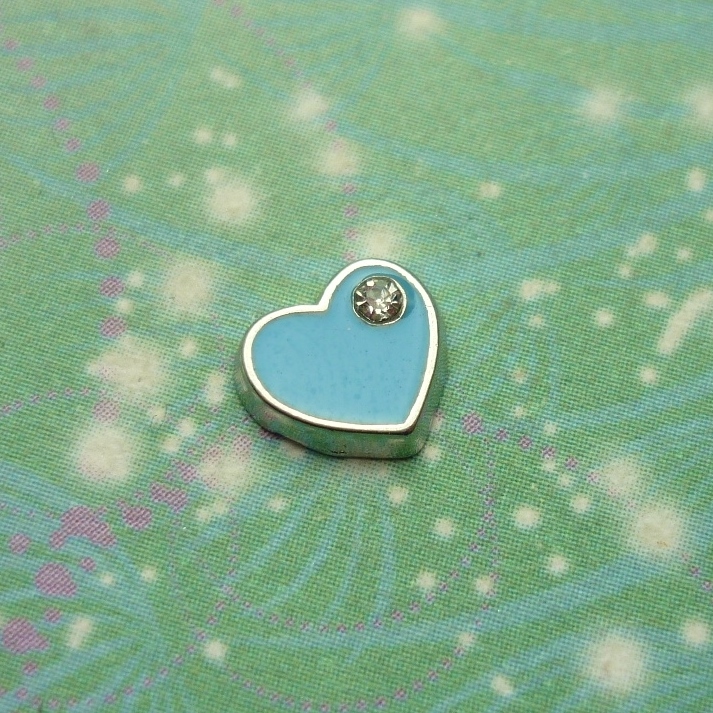 Heart with Jewel Blue - Charm for Memory Lockets