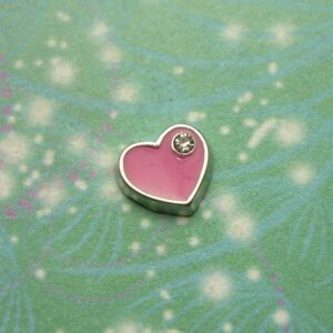 Heart with Jewel Dark Pink - Charm for Memory Lockets