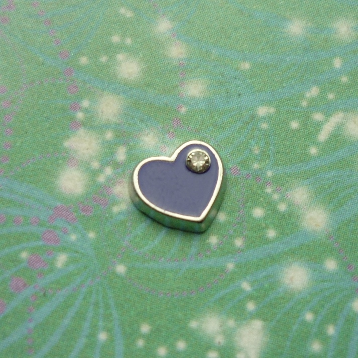 Heart with Jewel Dark Purple - Charm for Memory Lockets