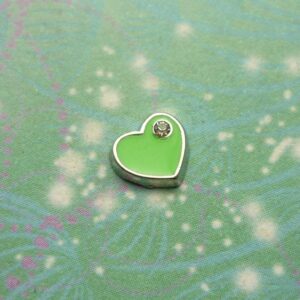 Heart with Jewel Green - Charm for Memory Lockets