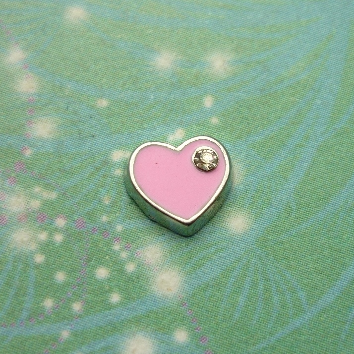 Heart with Jewel Medium Pink - Charm for Memory Lockets