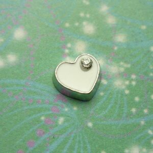 Heart with Jewel White - Charm for Memory Lockets
