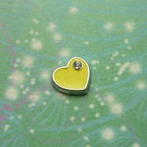 Heart with Jewel Yellow - Charm for Memory Lockets