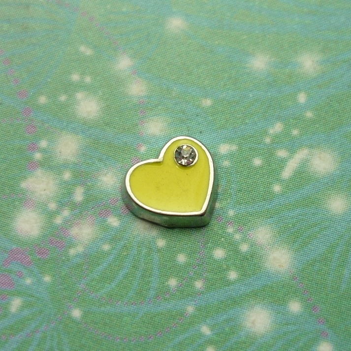 Heart with Jewel Yellow - Charm for Memory Lockets