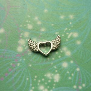 Heart with wings - medium - Charm for Memory Lockets