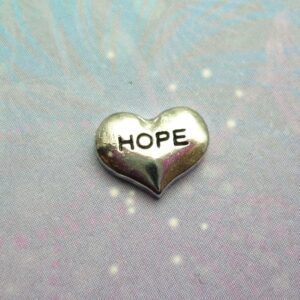 Hope - Silver Heart - Charm for Lockets - Charm for Memory Lockets
