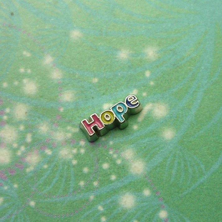 Hope word Coloured Charm for Owl Lockets - Charm for Memory Lockets