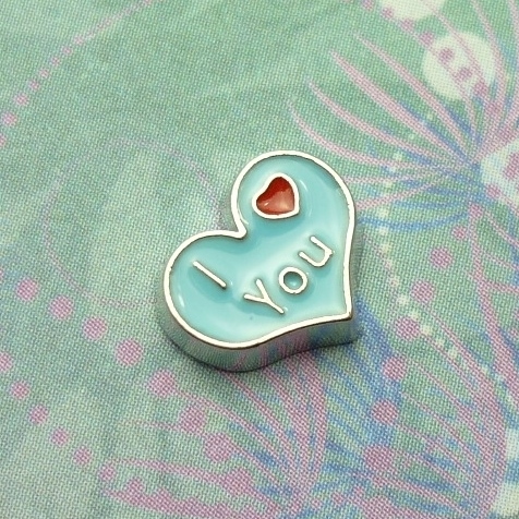 I Love You Blue Heart - Charm for Memory Lockets