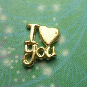 I Love You - Gold Floating Charm for Glass Locket Necklaces - Charm for Memory Lockets