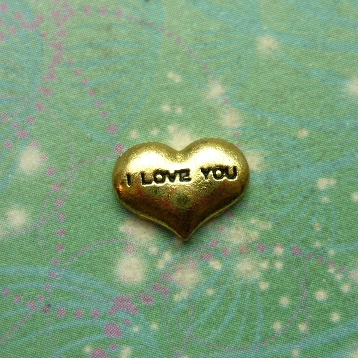 I Love You Heart Gold - Charm for Memory Lockets