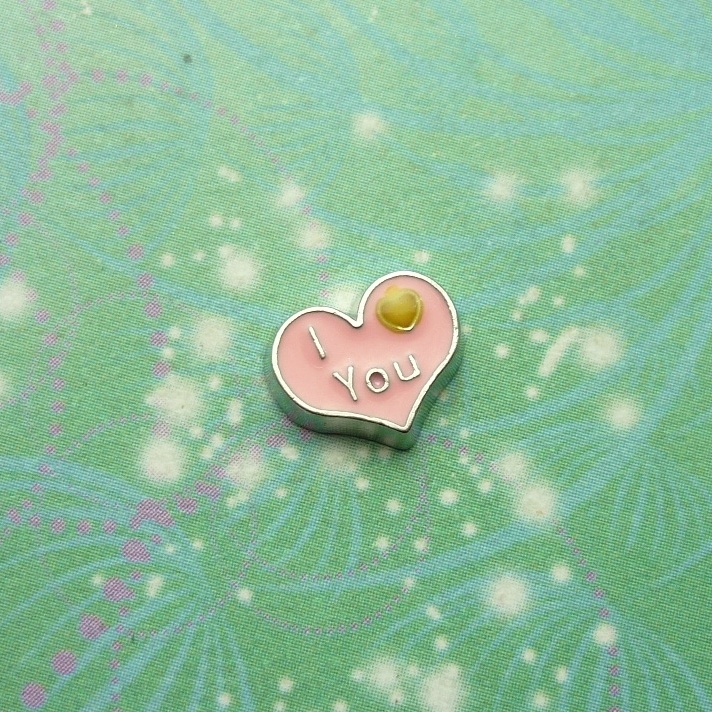 I Love You Pink Heart - Charm for Memory Lockets