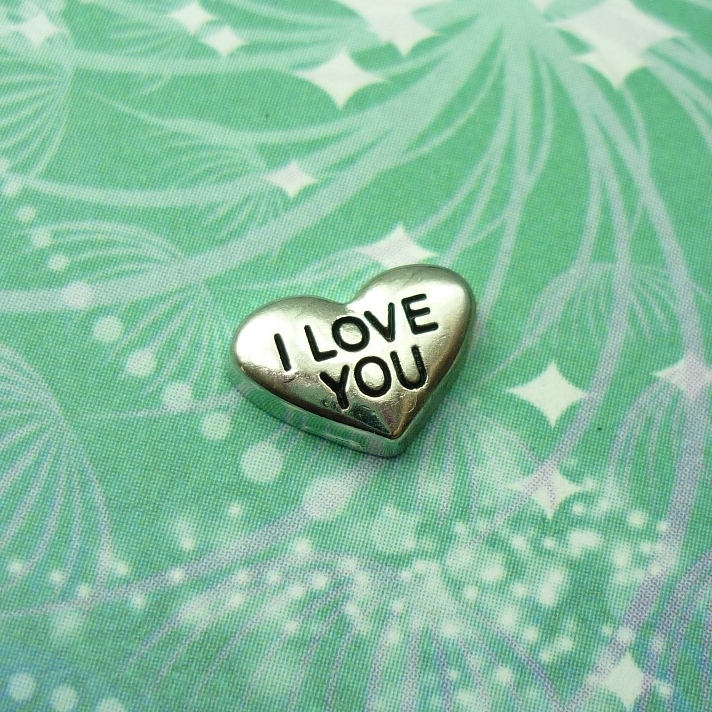 I Love You Silver Heart Charm - Charm for Memory Lockets