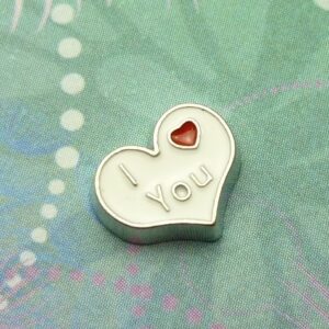 I Love You White Heart Charm - Charm for Memory Lockets