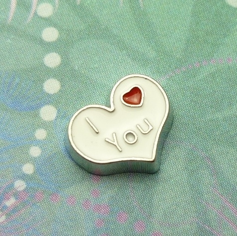 I Love You White Heart Charm - Charm for Memory Lockets