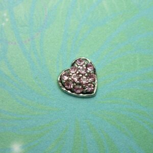 Jeweled Heart Pink - Charm for Memory Lockets