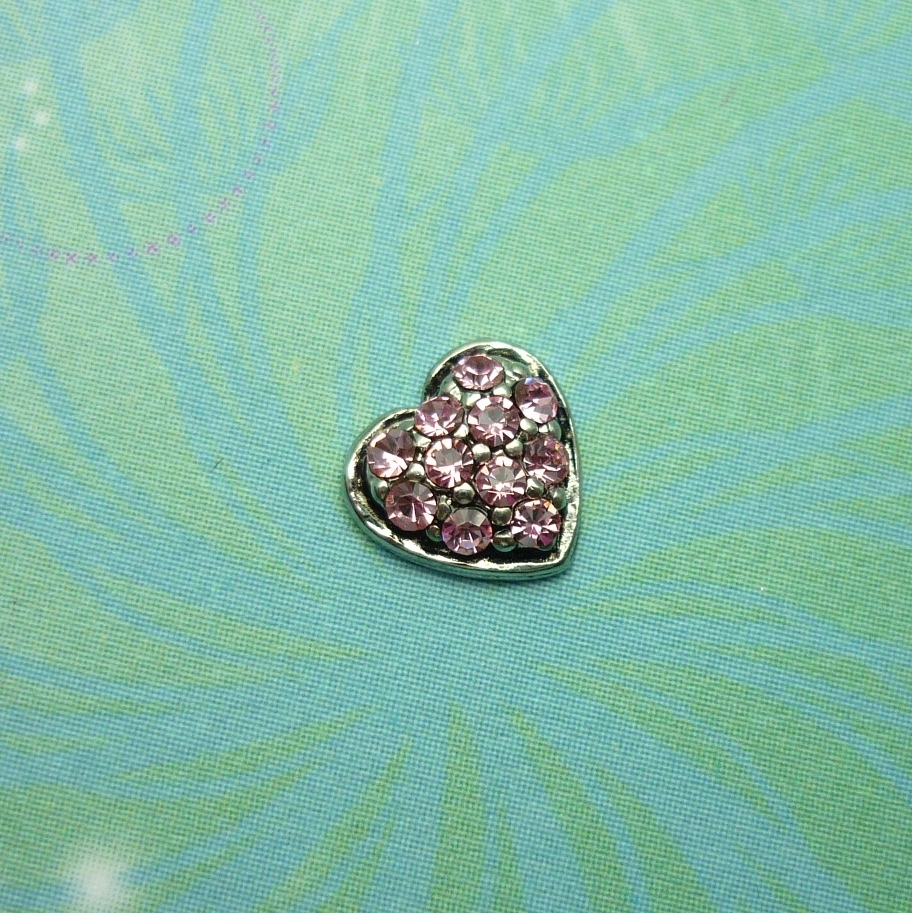 Jeweled Heart Pink - Charm for Memory Lockets