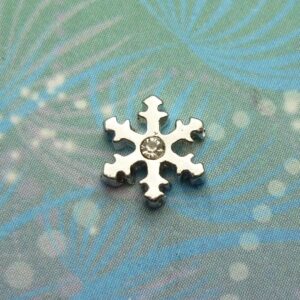 Jeweled Silver Snowflake - Charm for Memory Lockets