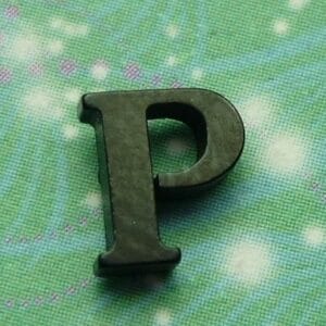 Letter Black - P - Charm for Memory Lockets