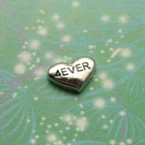 Love Heart Silver - 4 Ever - Charm for Memory Lockets
