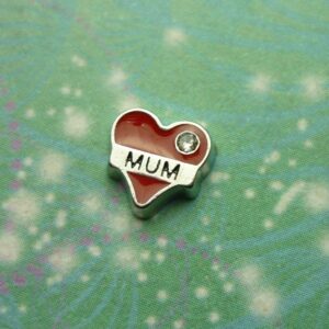 Love Mum Red Heart with Jewel - Charm for Memory Lockets