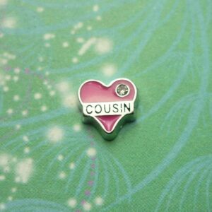 Love My Cousin Pink Heart - Charm for Memory Lockets