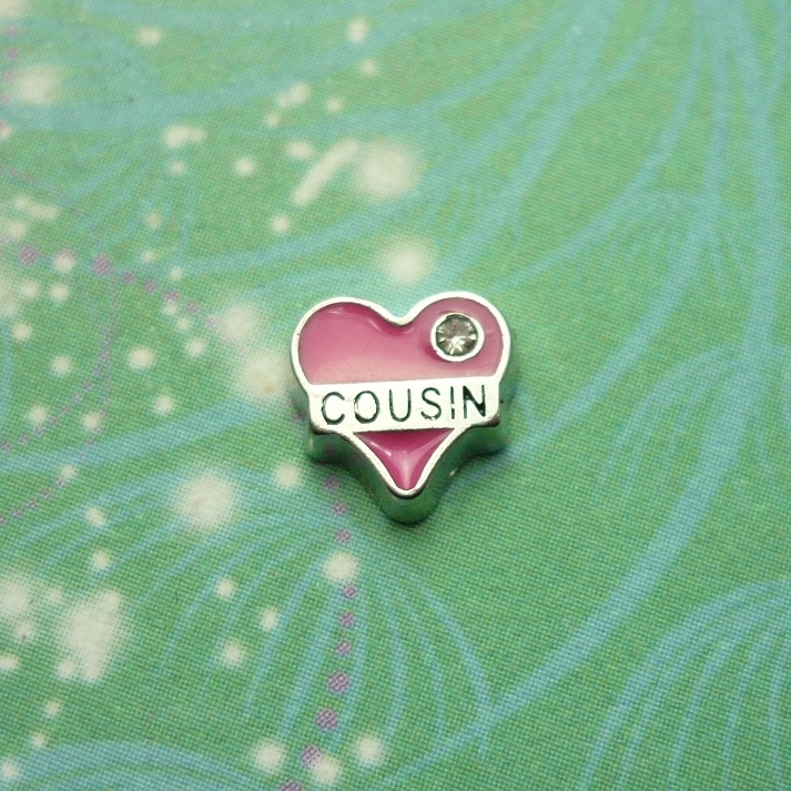 Love My Cousin Pink Heart - Charm for Memory Lockets