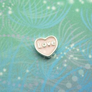 Love - Pink Heart Charm For Lockets - Charm for Memory Lockets