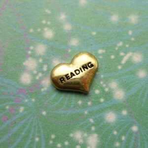 Love Reading Gold Heart - Charm for Memory Lockets