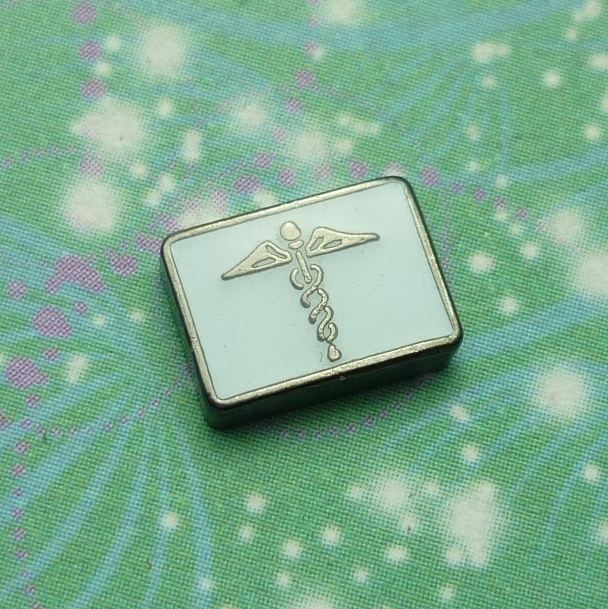 Medical - Caduceus - Rectangle Symbol - Charm for Memory Lockets