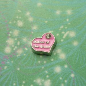 Morther of the Groom Pink Heart - Charm for Memory Lockets