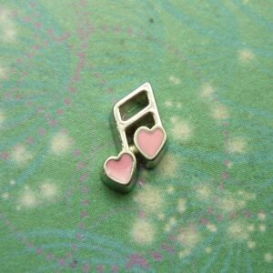 Music Note with Hearts - Charm for Memory Lockets