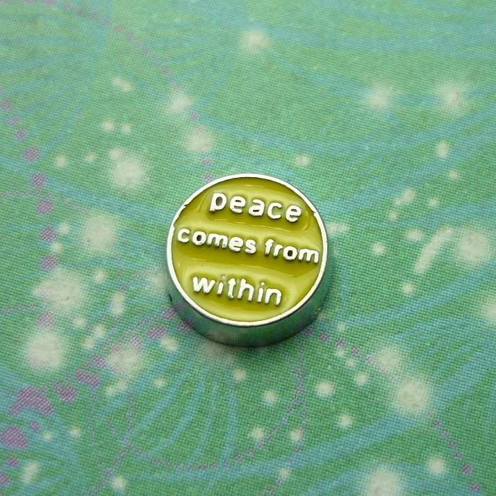 Peace comes from within - yellow - Charm for Memory Lockets
