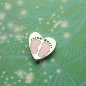 Pink Baby Feet ing Heart - Charm for Memory Lockets