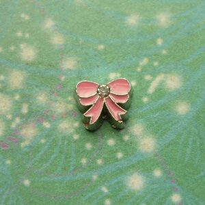 Pink Bow with Jewel Fancy - Charm for Memory Lockets