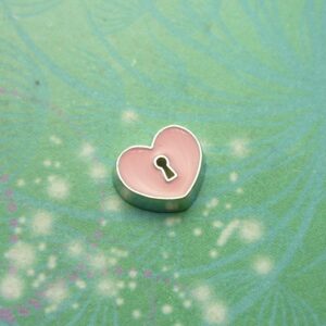 Pink Heart Lock - Charm for Memory Lockets