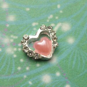 Pink Heart Sparkling Frame - Charm for Memory Lockets