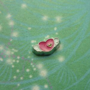 Pink Heart with Angel Wings - Charm for Memory Lockets
