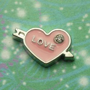 Pink Love Heart & Arrow - Charm for Memory Lockets