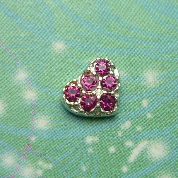 Pink Sparkling Heart Charm For Lockets - Charm for Memory Lockets