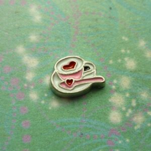 Pink Teacup and Saucer - Memory Locket Charm - Charm for Memory Lockets