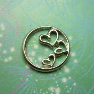 Plate - 3 hearts 22mm - Charm for Memory Lockets