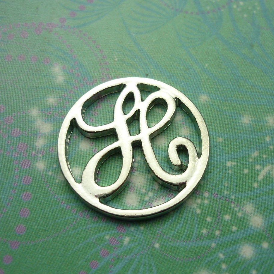 Plate - Alphabet Letter - H - Charm for Memory Lockets