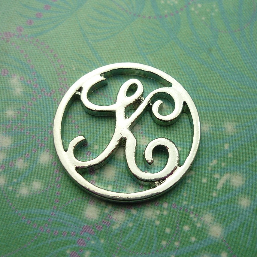 Plate - Alphabet Letter - K - Charm for Memory Lockets