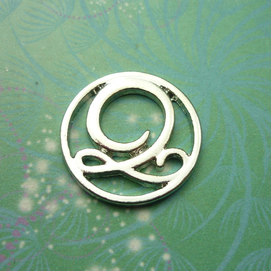 Plate - Alphabet Letter - Q - Charm for Memory Lockets